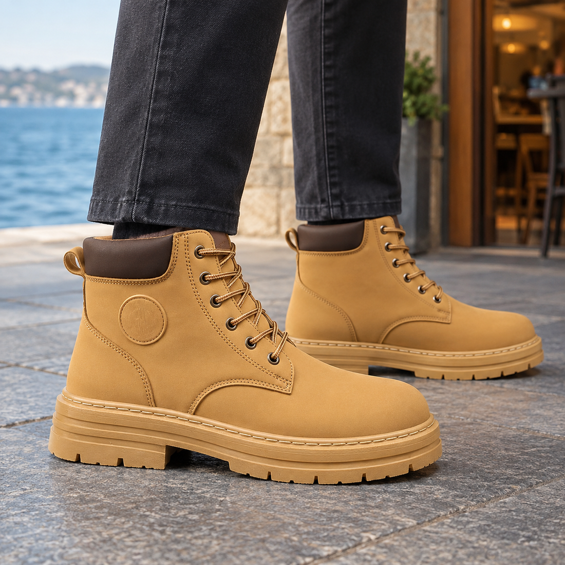 Matteo Chunky Lace-Up Boots - Tan