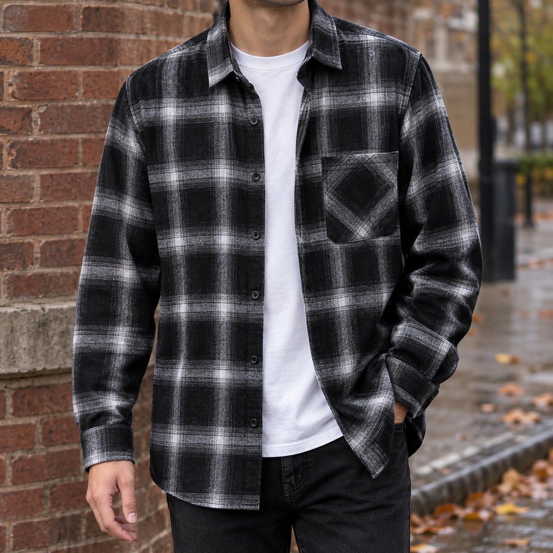 Archer Plaid Overshirt - Black Gray Plaid