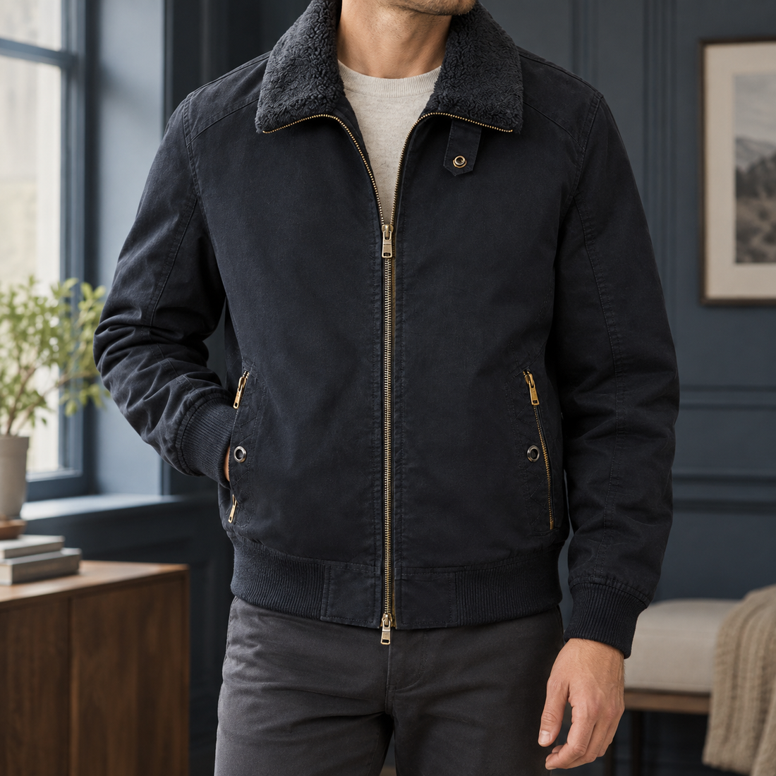 Dario Fleece Jacket - Black Blue