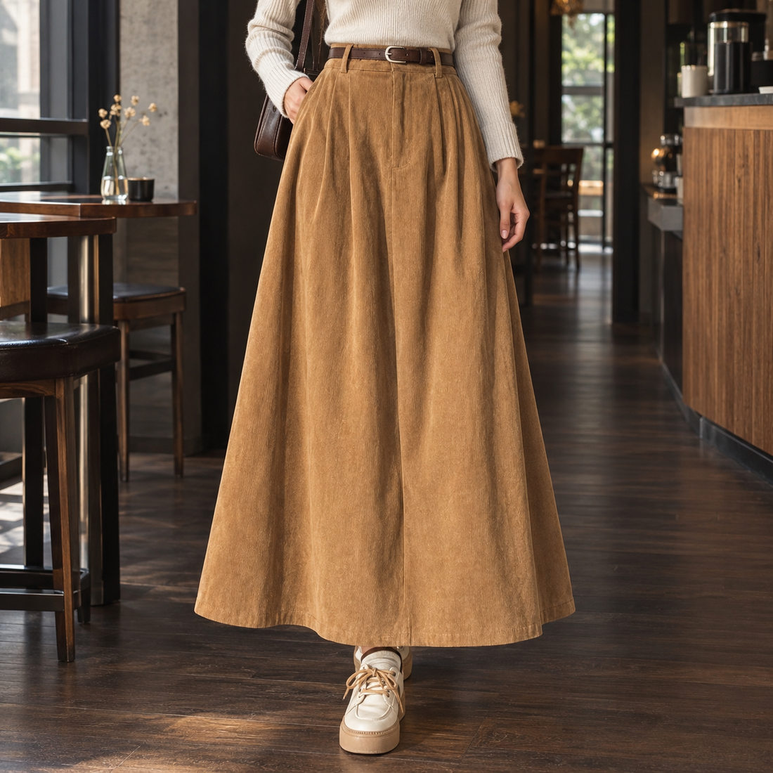 Fiona Flared Midi Skirt - Camel