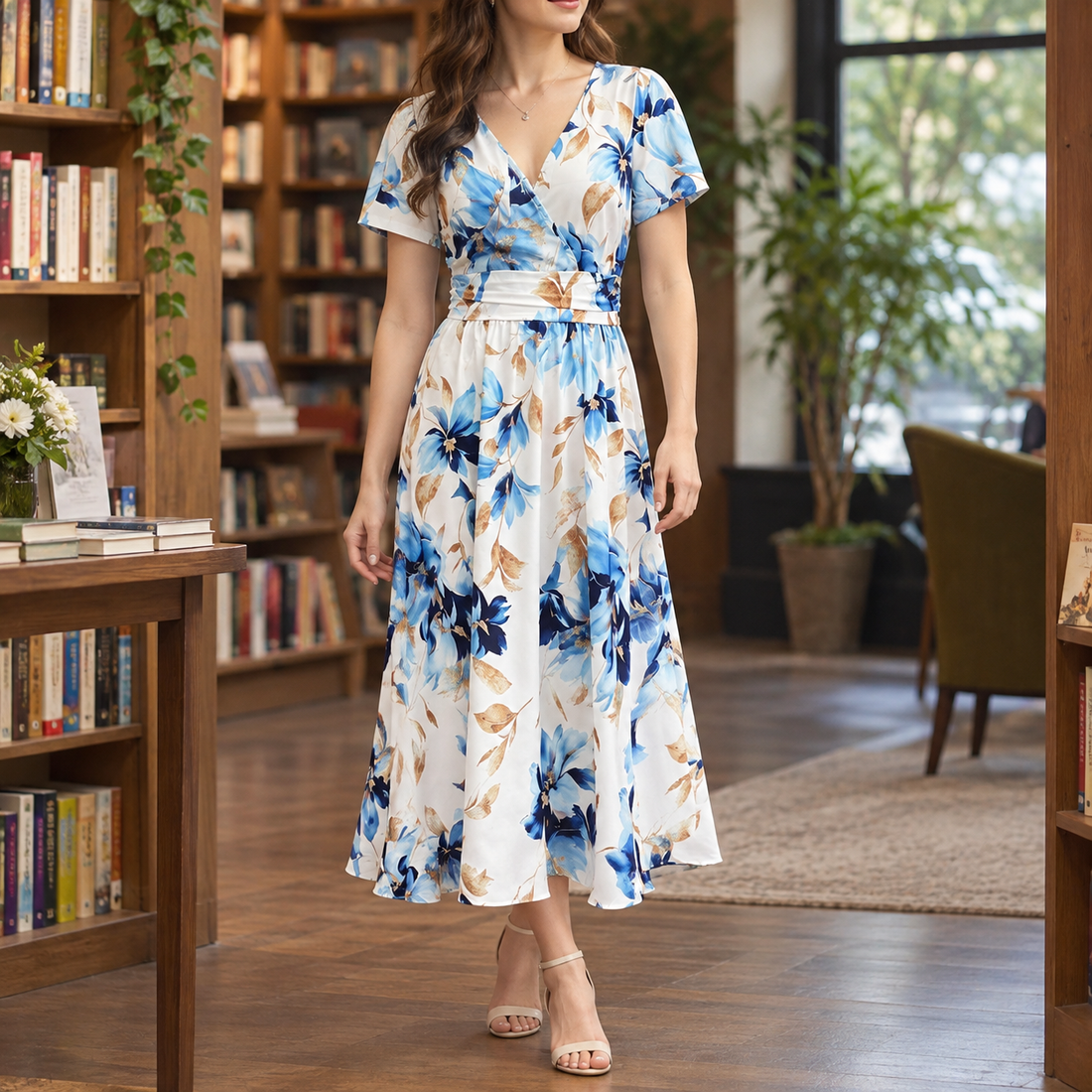 Fenella Floral Midi Dress - White