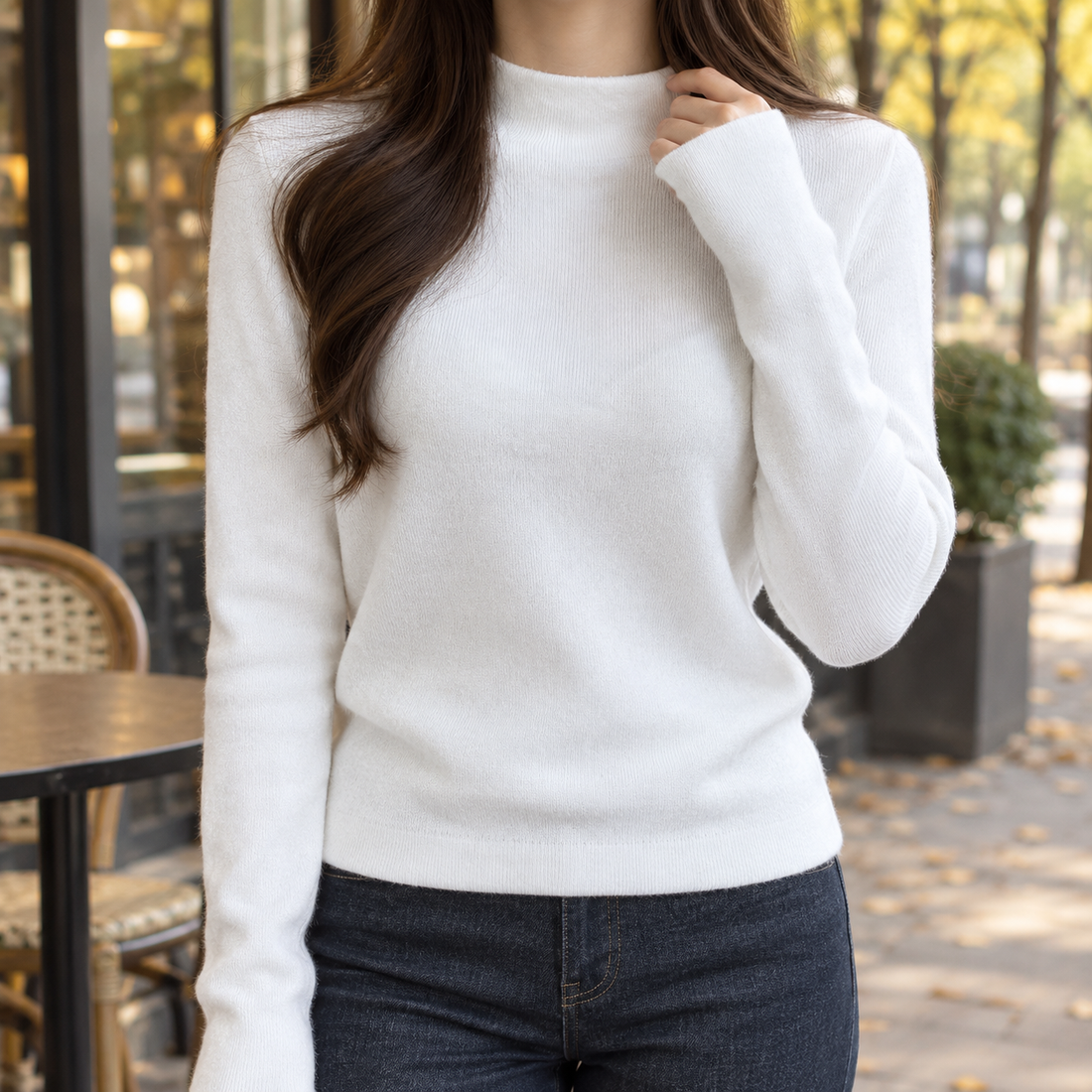 Ursuline Ribbed Sweater - White