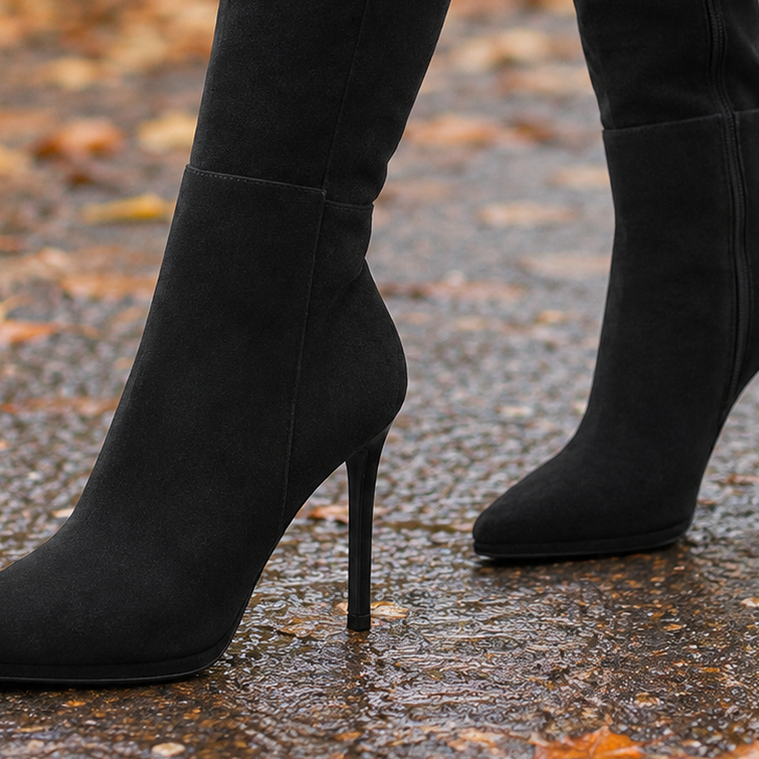 Prato Pointed Knee High Boots - Lead Product Detail