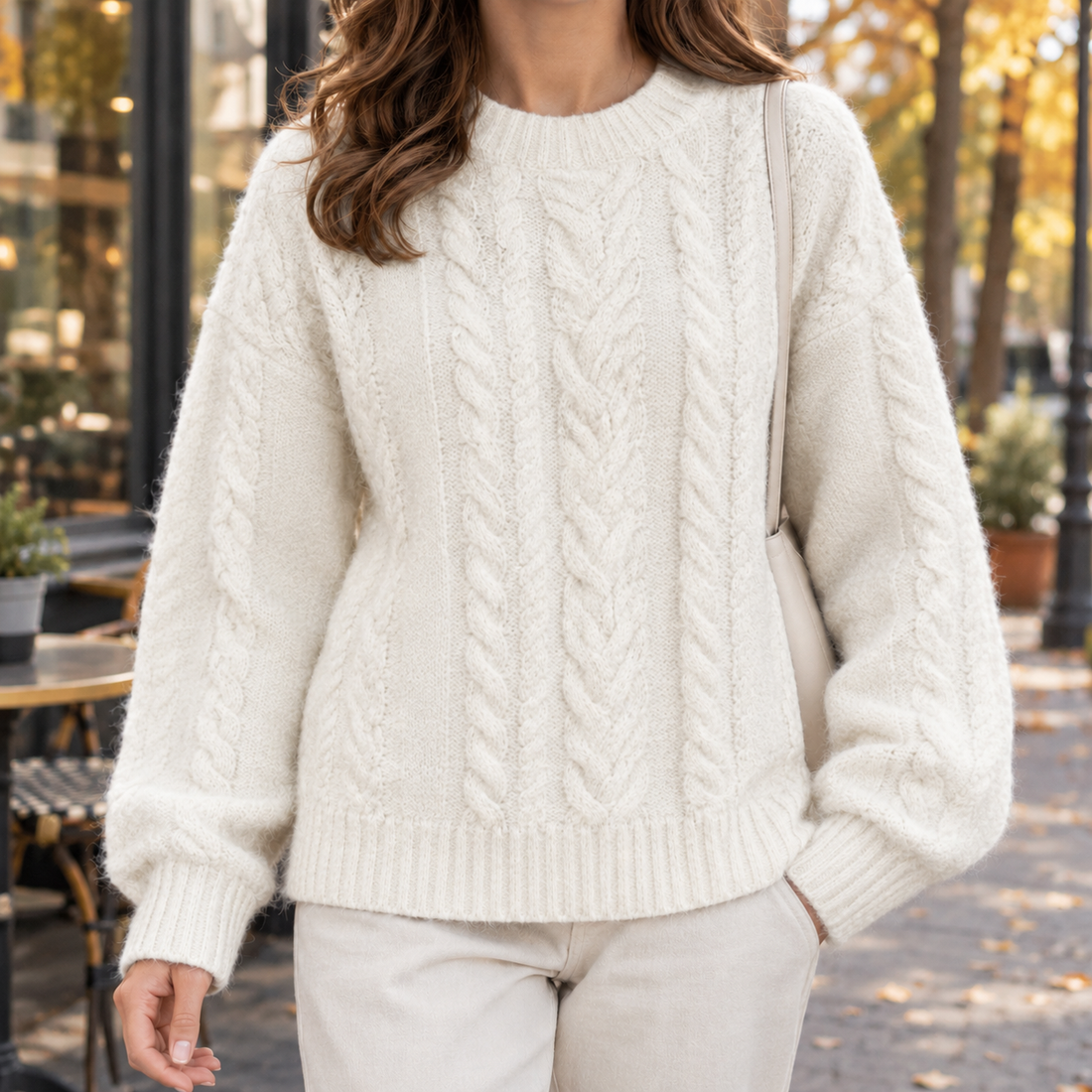 Gwendolen Cable Knit Sweater - White