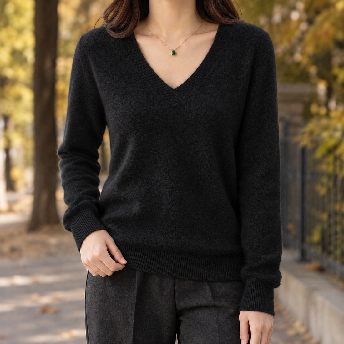 Lorelai V Neck Sweater - Black