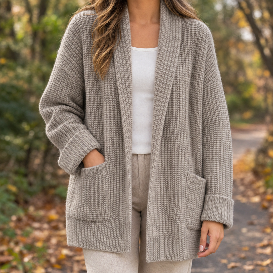Idalia Relaxed Cardigan - Taupe