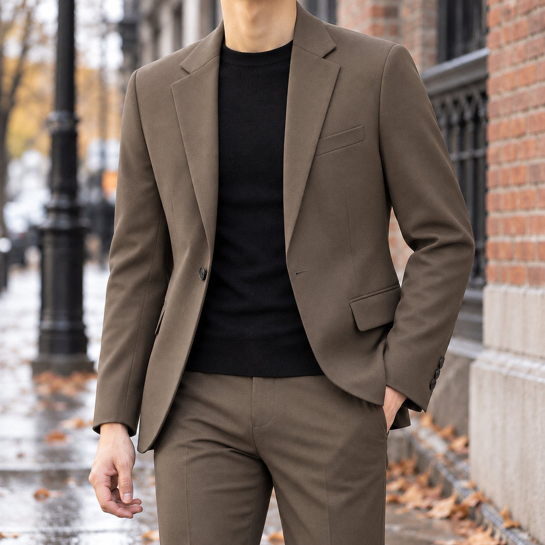 Eric Slim Fit Blazer - Coffee