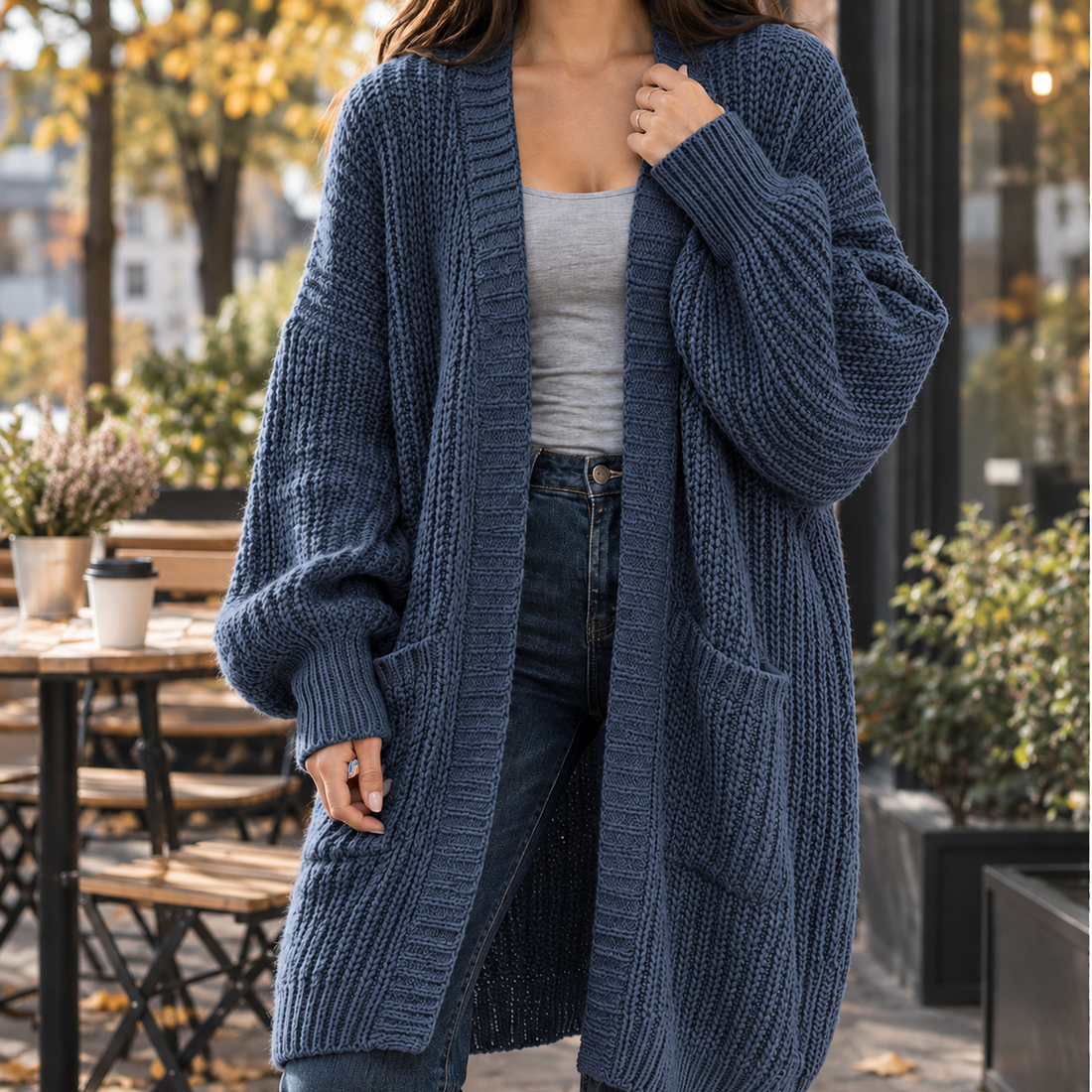 Jemima Longline Cardigan - Blue Gray