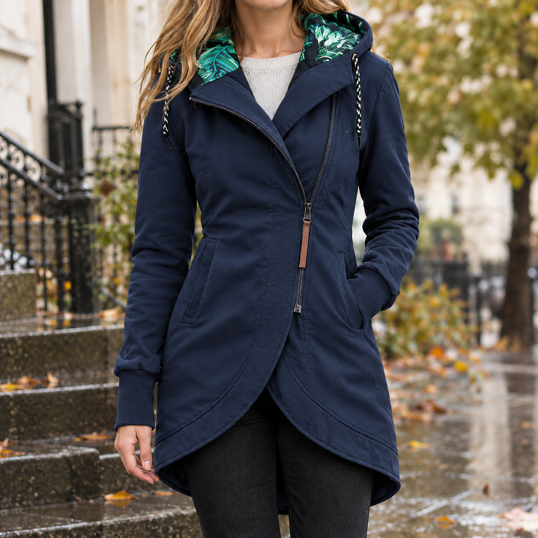 Luna Hooded Jacket - Navy Blue