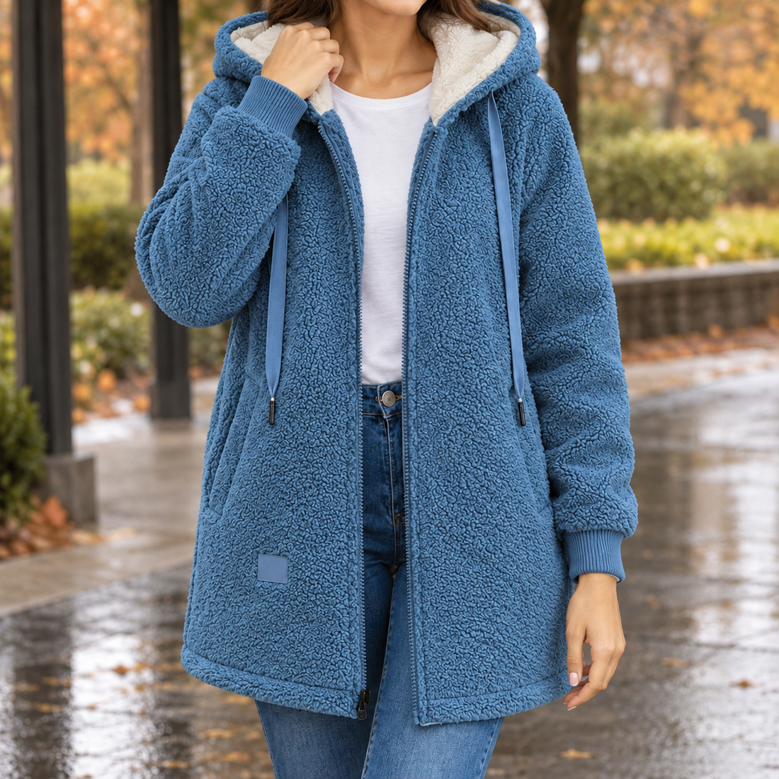 Ambrosine Hooded Fleece Jacket - Blue