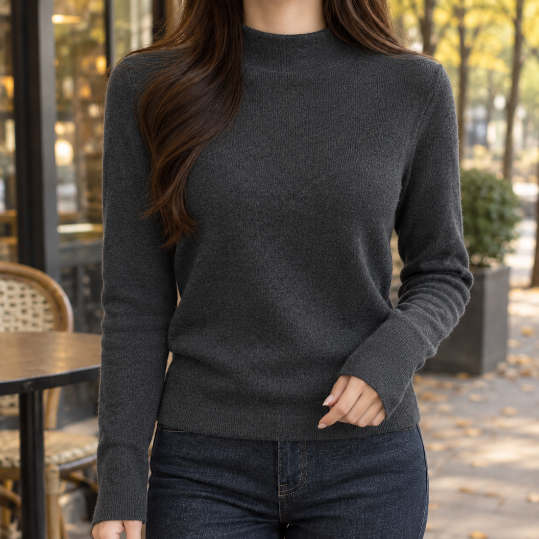 Ursuline Ribbed Sweater - Dark Gray
