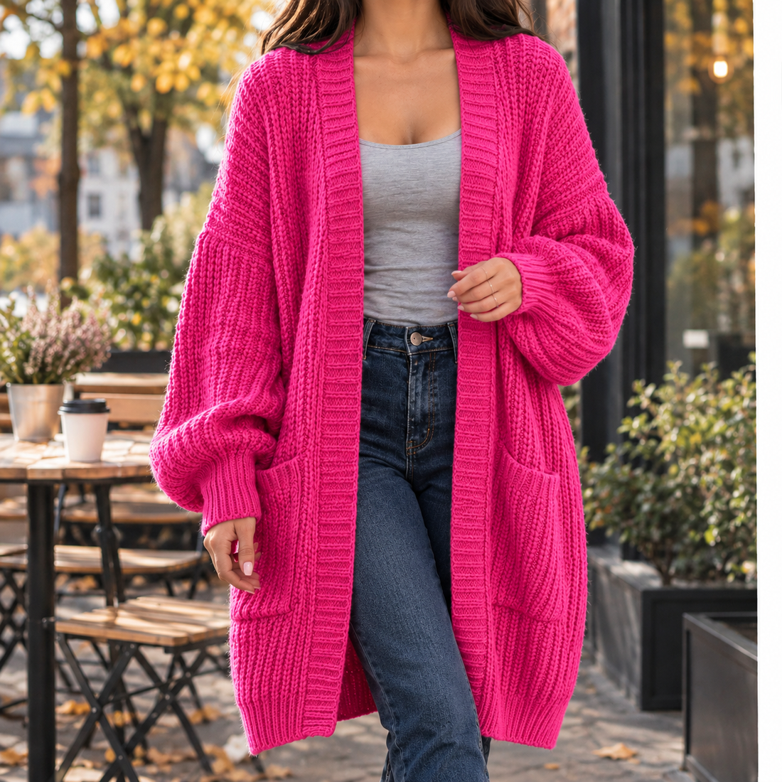 Jemima Longline Cardigan - Rose Red