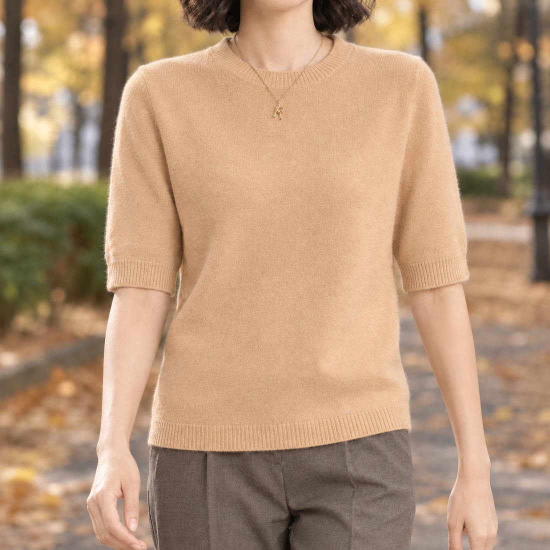 Adrienne Crew Neck Sweater - Yellow Camel