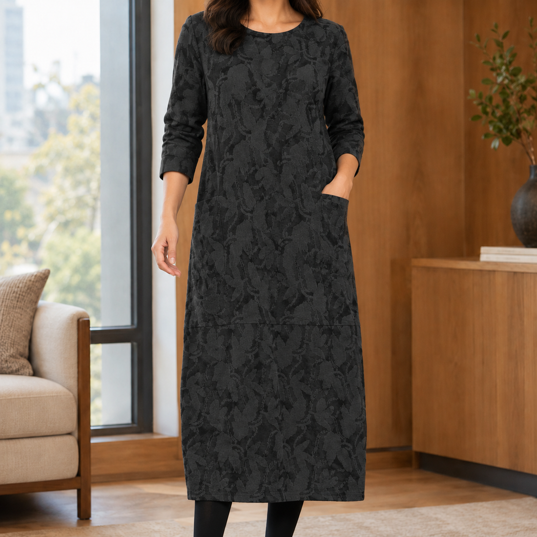Demelza Relaxed Midi Dress - Black