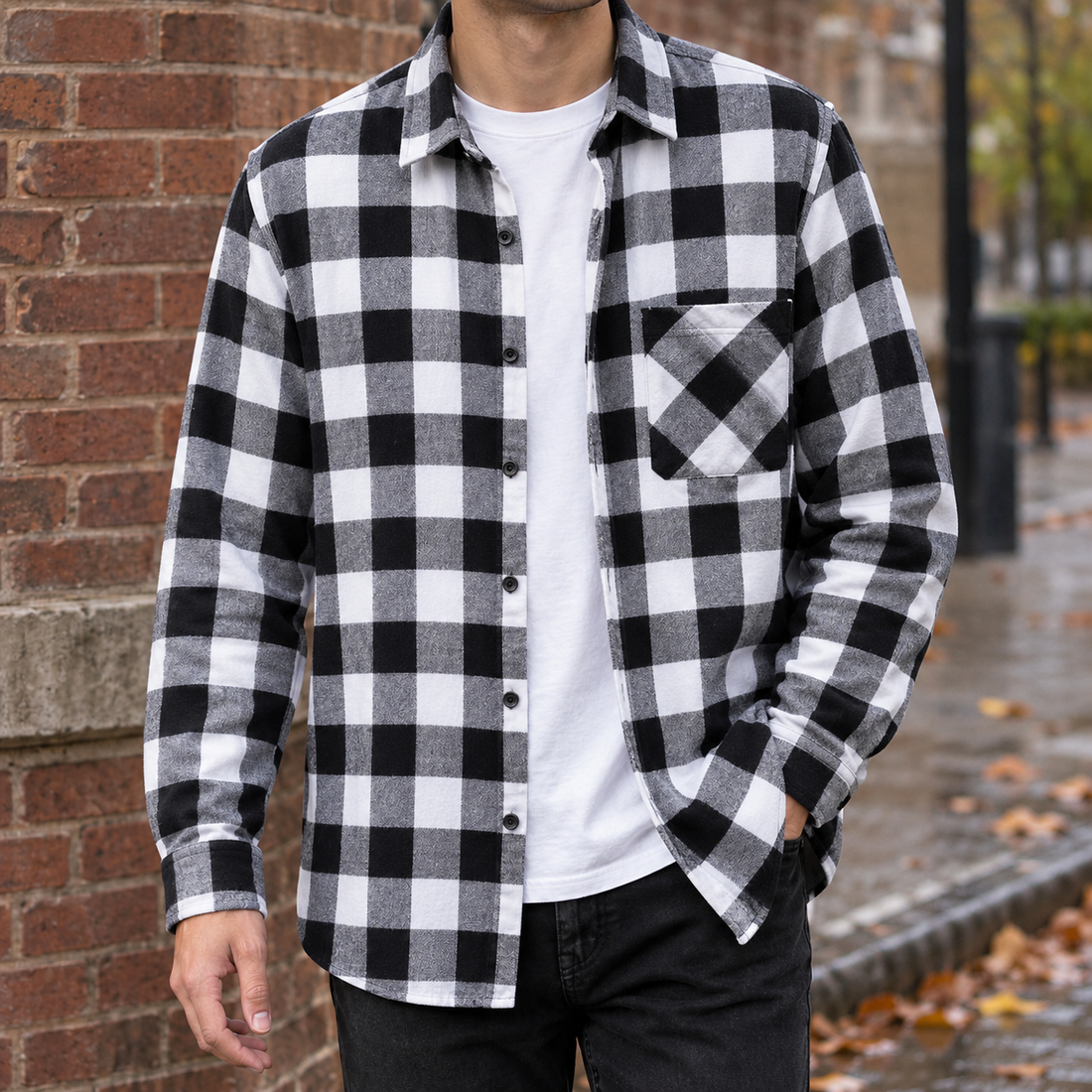 Archer Plaid Overshirt - Black White Buffalo Plaid