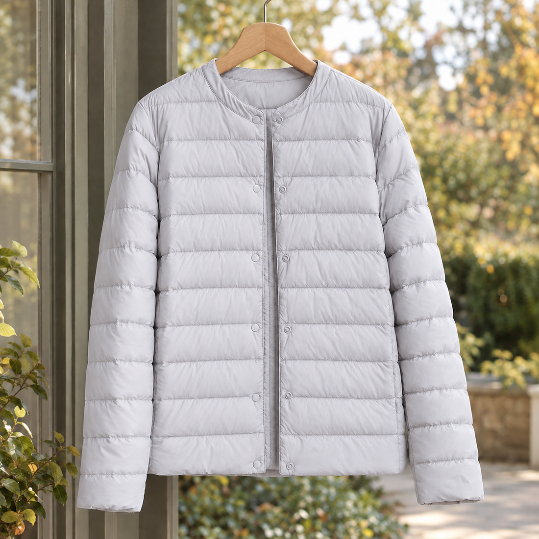 Marlene Cashmere Puffer Jacket - Light Gray