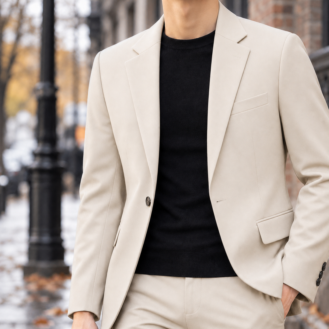Eric Slim Fit Blazer - Cream