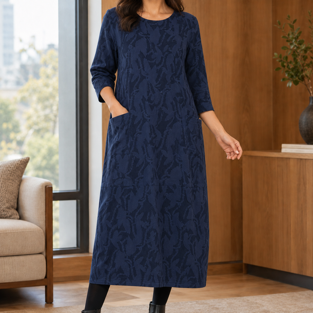Demelza Relaxed Midi Dress - Blue
