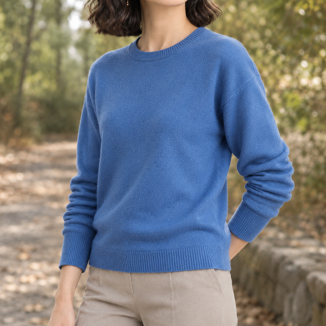 Bianca Crew Neck Sweater - Fog Blue