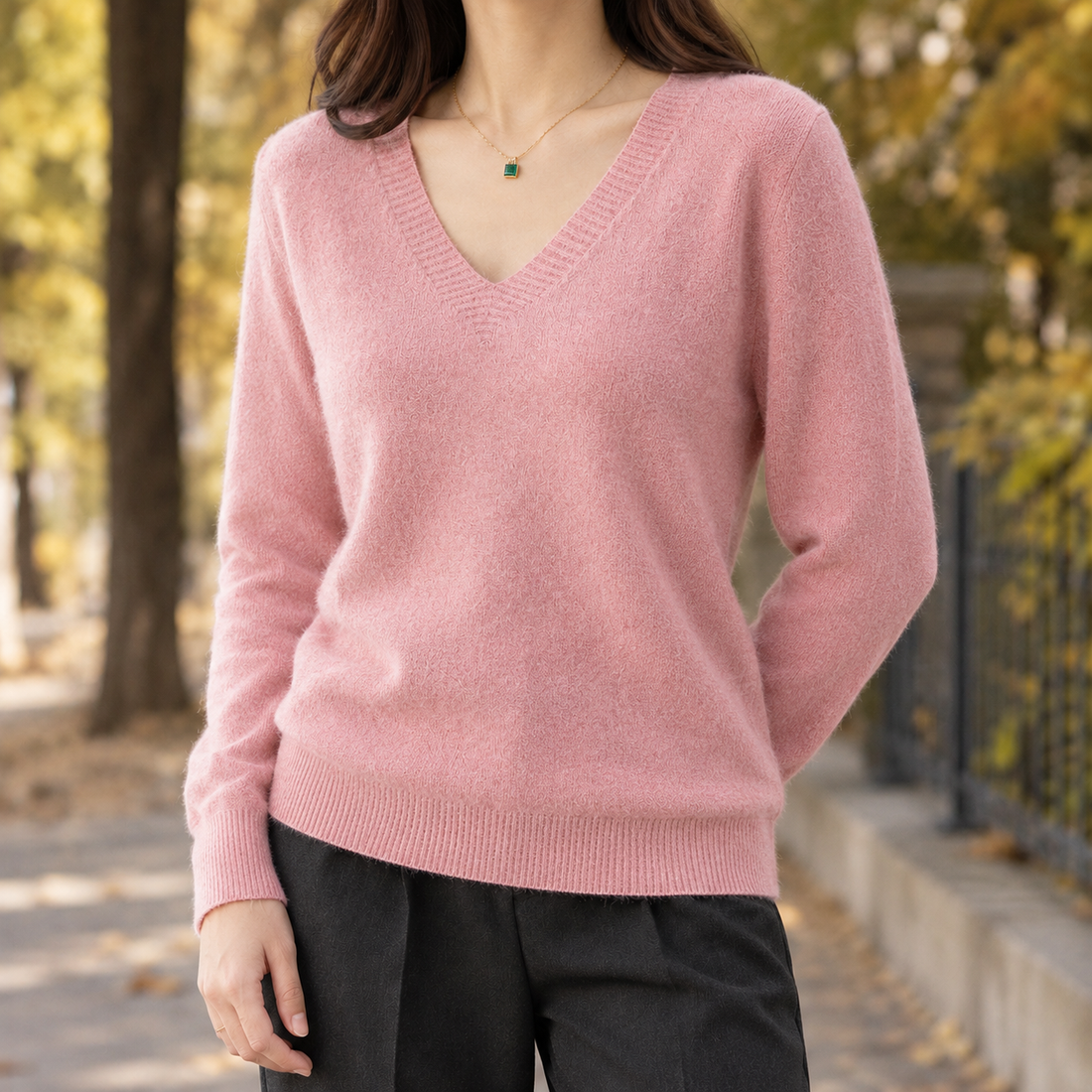 Lorelai V Neck Sweater - Pink