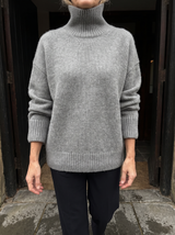 Edith Relaxed Turtleneck Sweater in Gray - front view