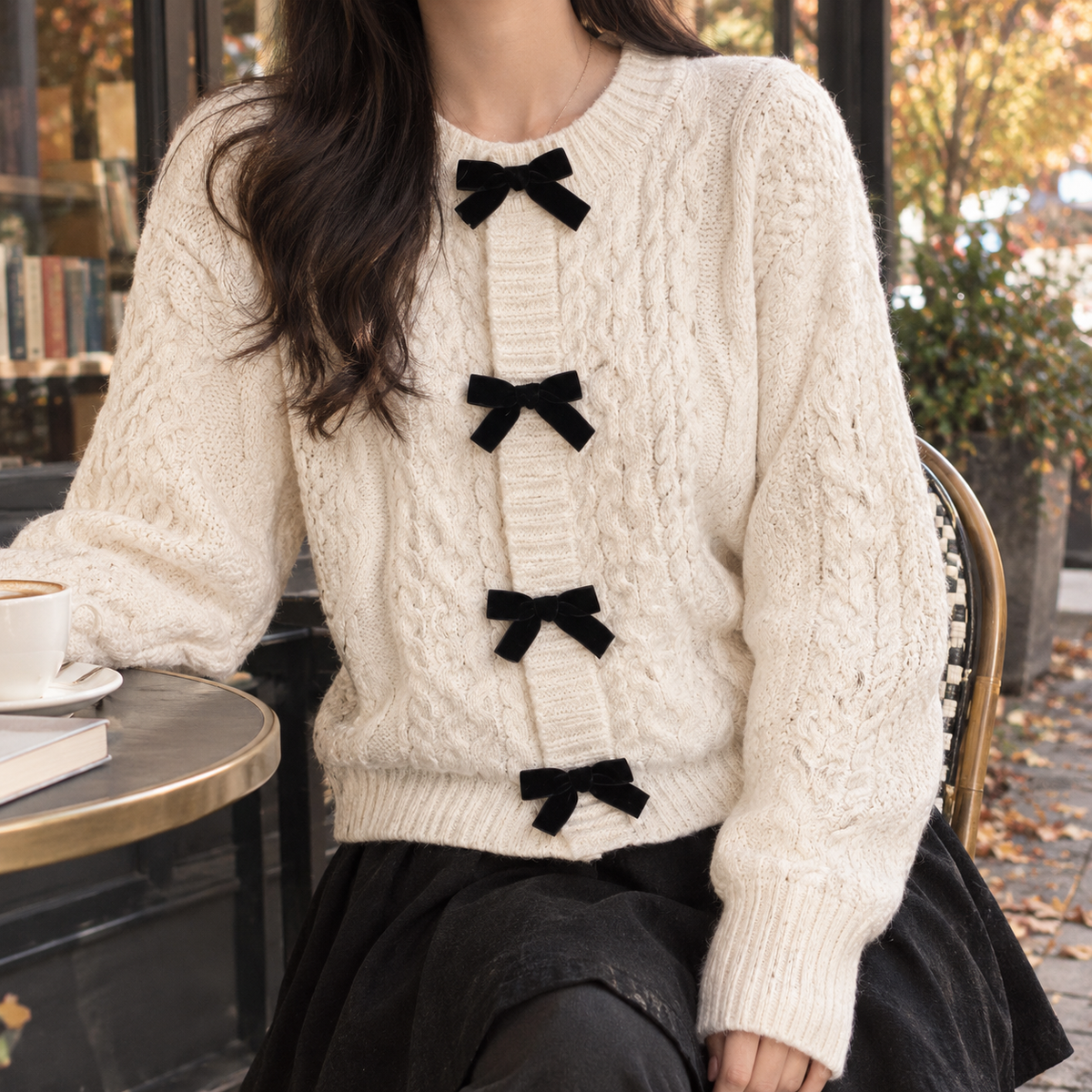 Juliet Bow Cardigan - Cream White