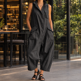 Solange Stand Collar Jumpsuit - Black