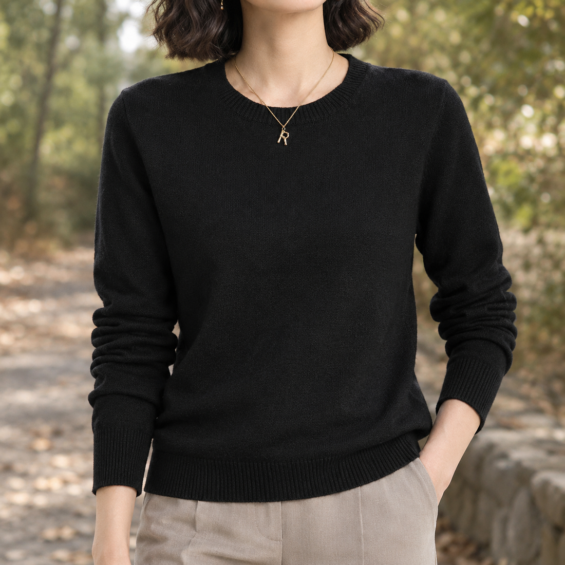 Bianca Crew Neck Sweater - Black