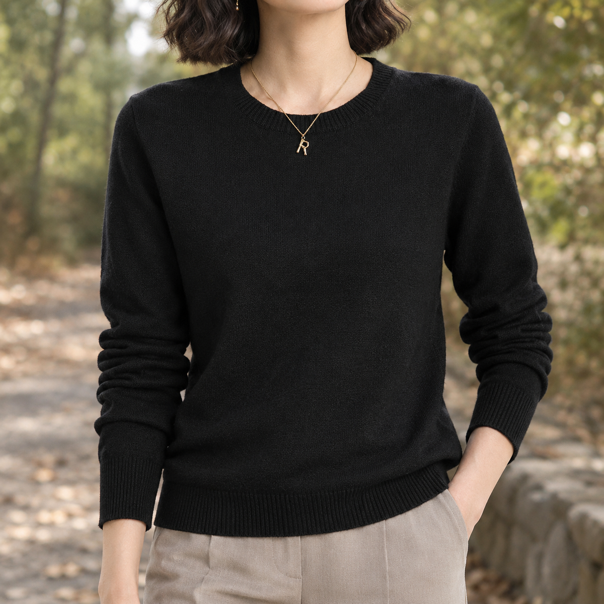 Bianca Crew Neck Sweater - Black