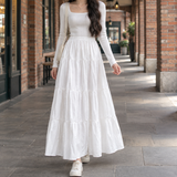 Selma Tiered Maxi Skirt - White
