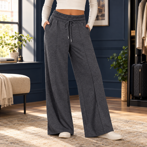 Amalia Wide Leg Pants - Dark Gray