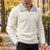 Clement Contrast Collar Sweater - Off White