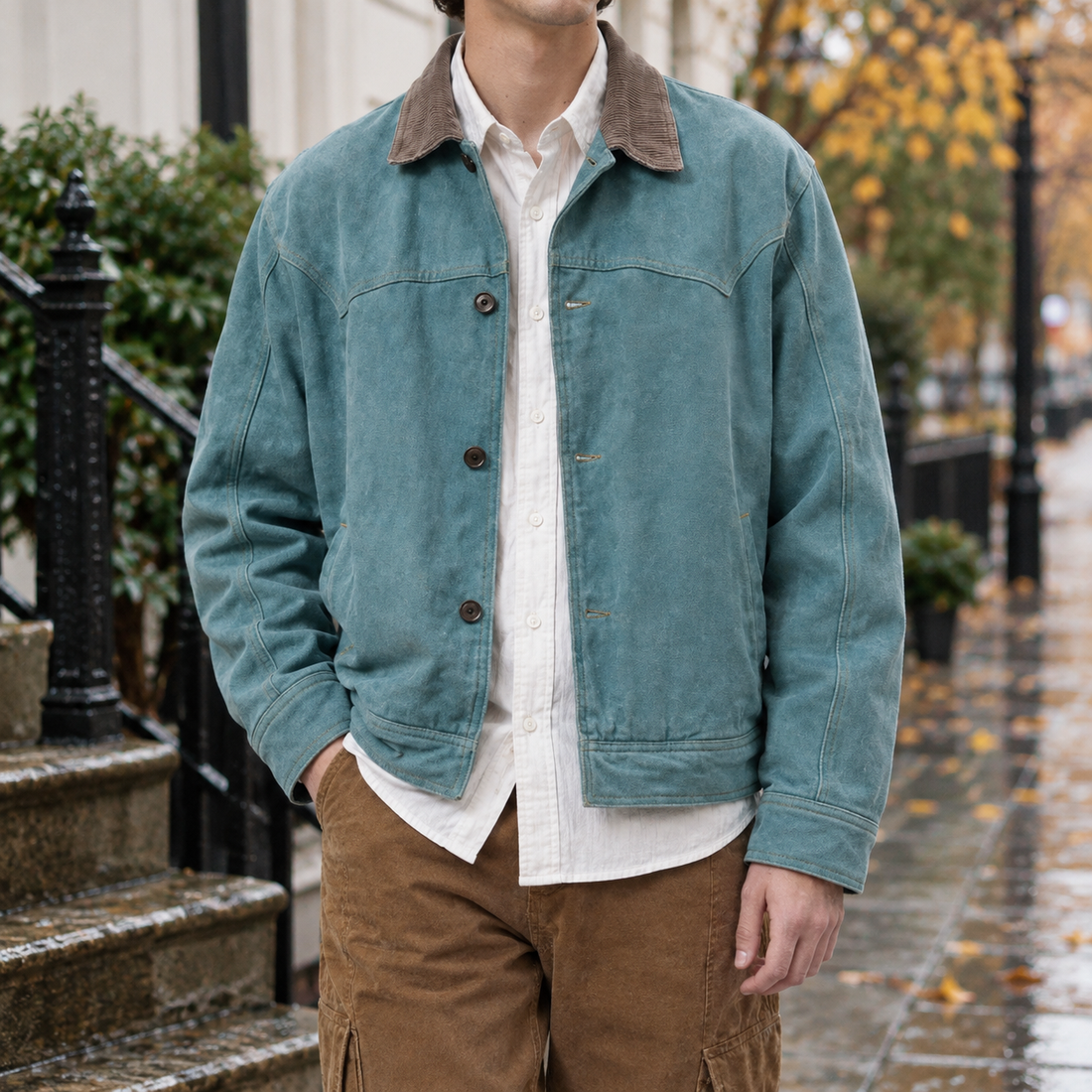 Jonathan Contrast Collar Jacket - Blue