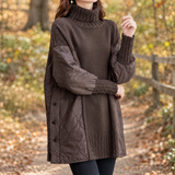 Talia Quilted Turtleneck Sweater - Coffee