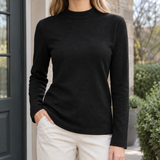 Desiree Mock Neck Top - Black