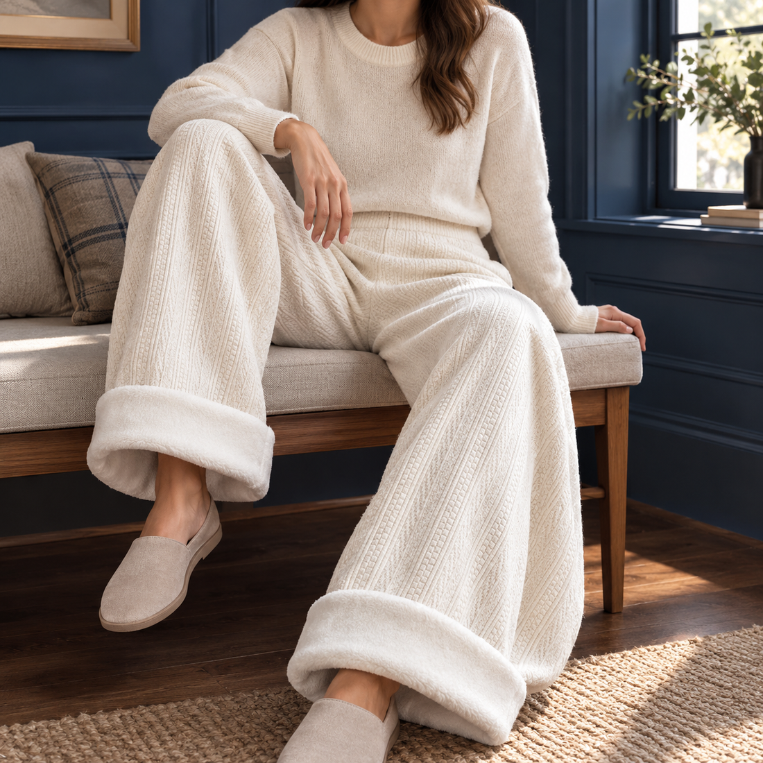 Savannah Wide Leg Pants - Cream