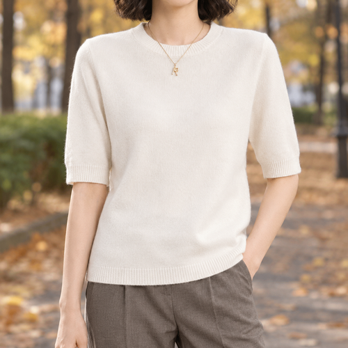Adrienne Crew Neck Sweater - White