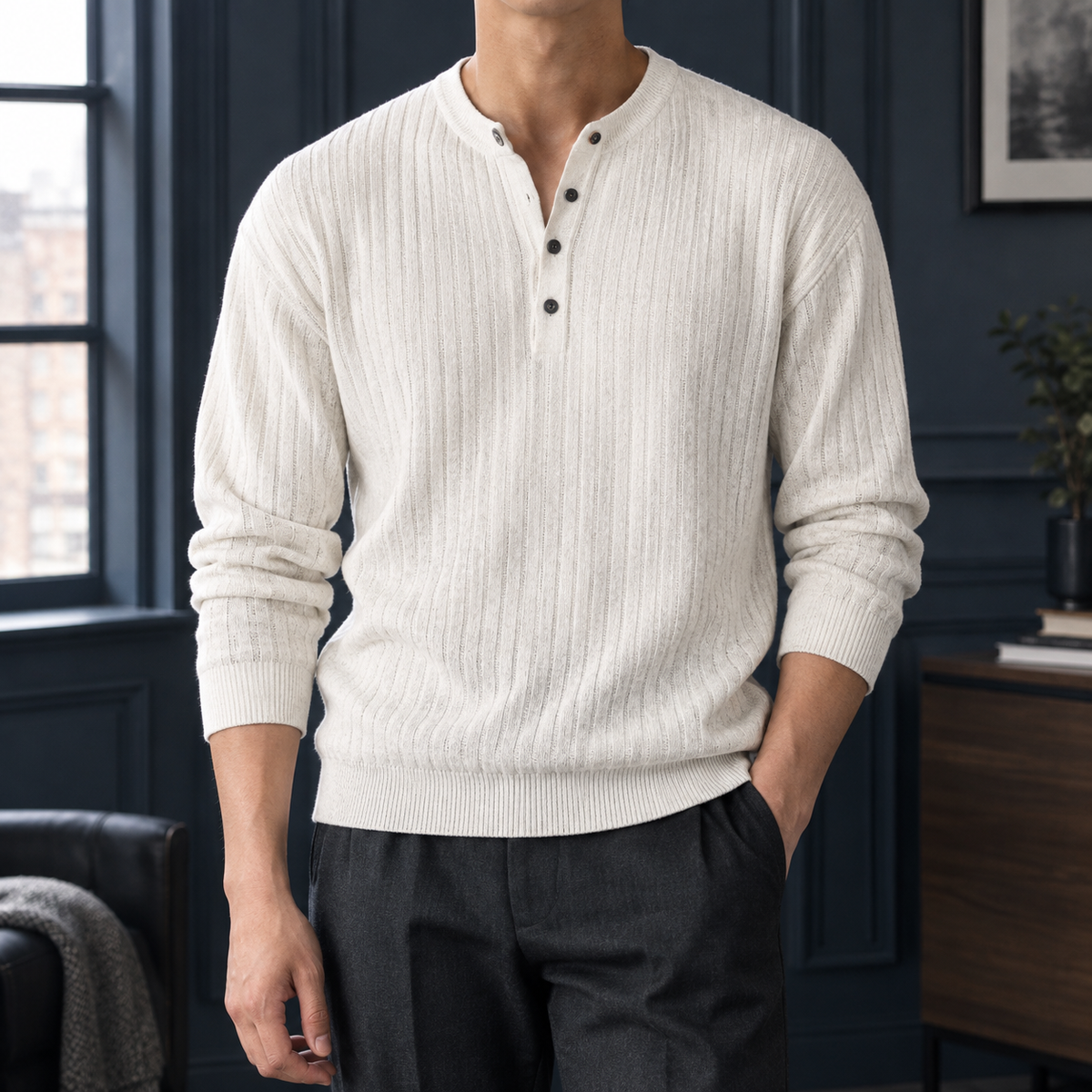 Nico Ribbed Sweater - White