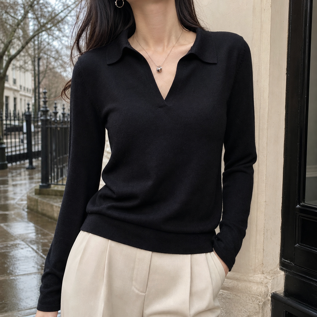 Emily Polo Sweater - Black