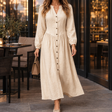 Esther Buttoned Maxi Dress - Cream