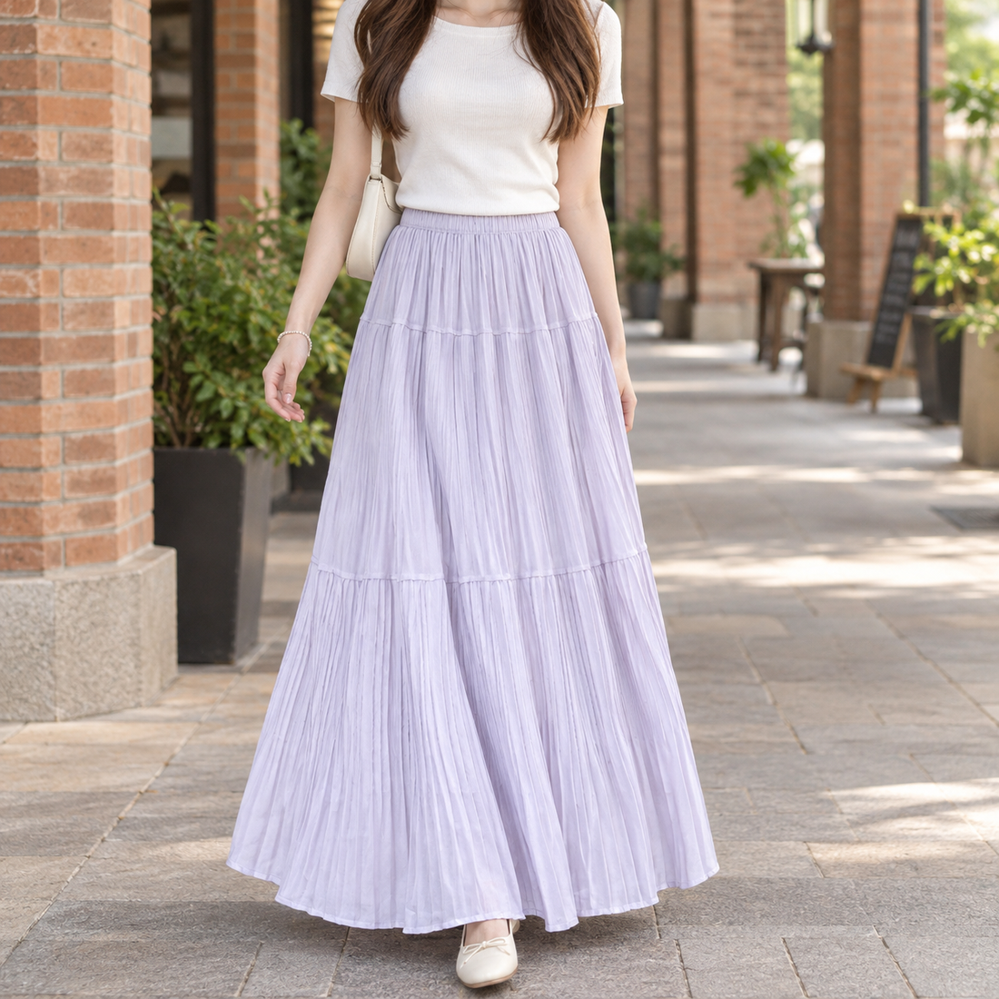 Ilaria Pleated Maxi Skirt - Purple