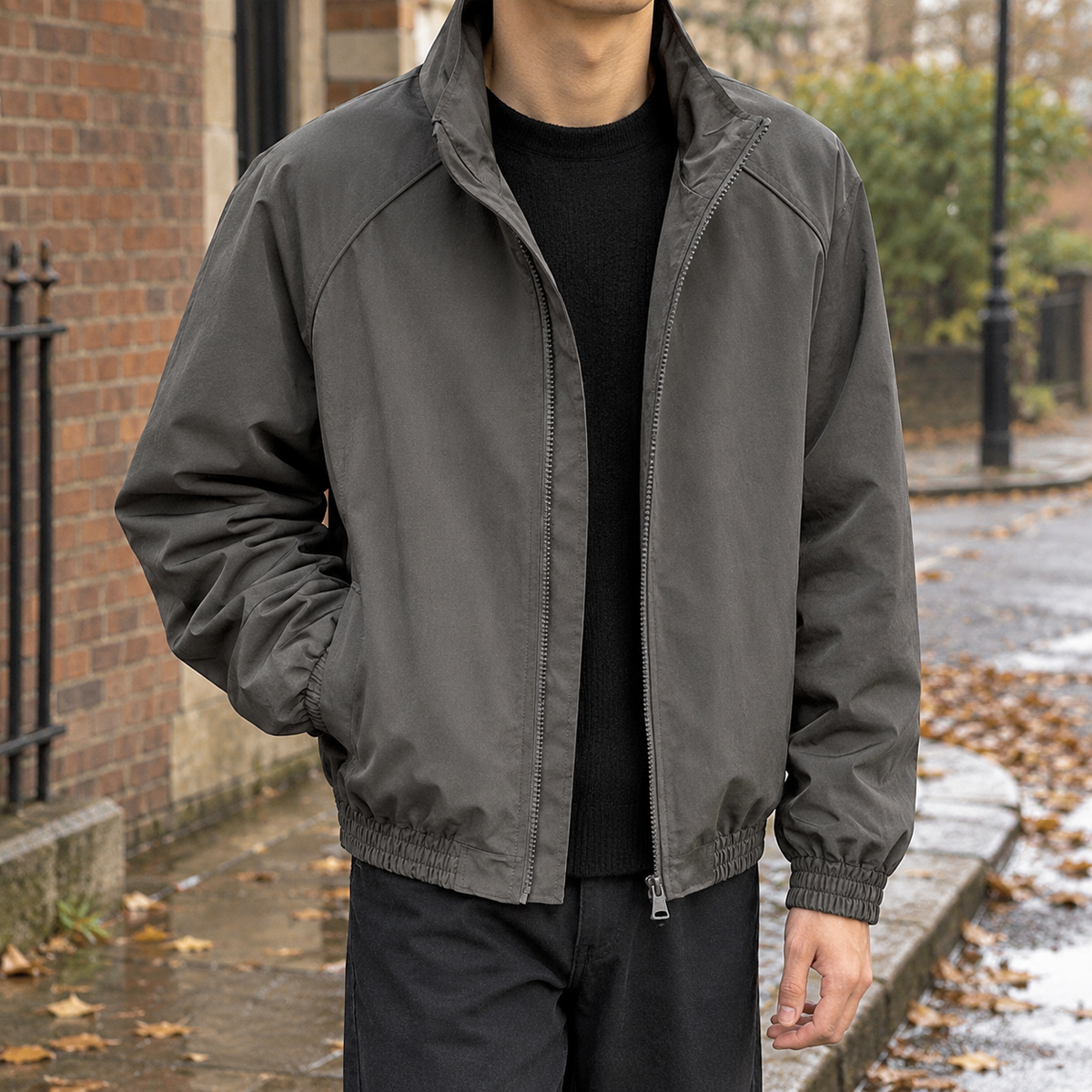 Conrad Stand Collar Jacket - Dark Gray