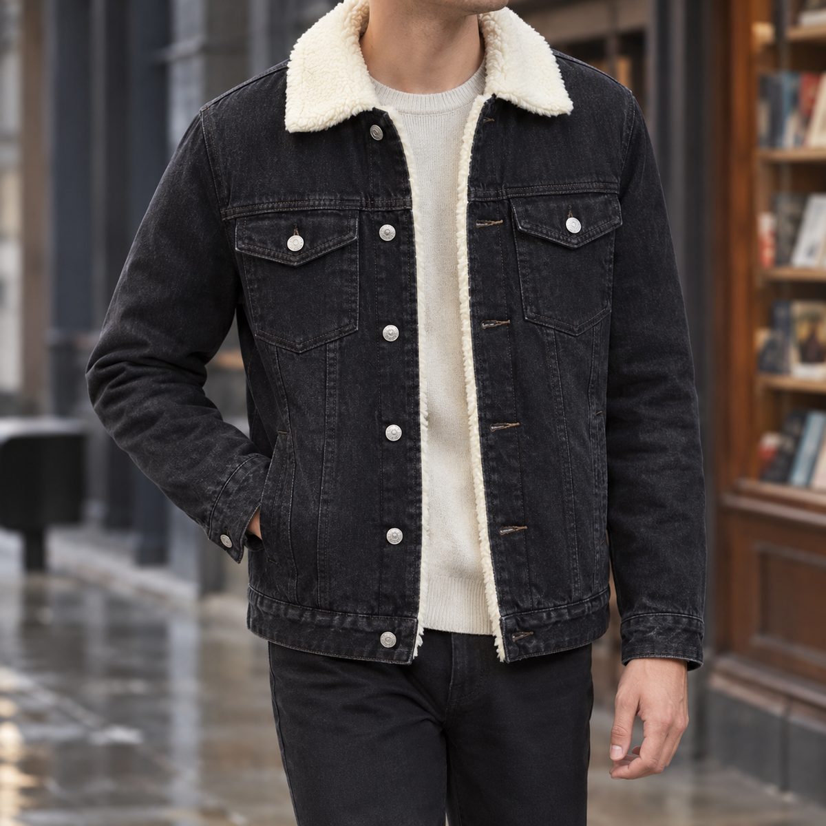 Oliver Denim Jacket - Black Lamb