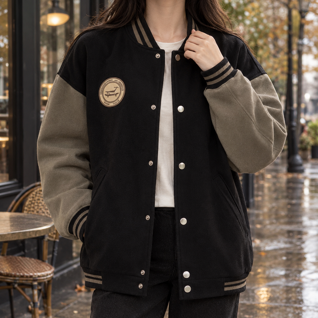 Oriane Varsity Jacket - Black