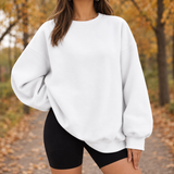 Aria Oversized Sweatshirt - Round Neck White