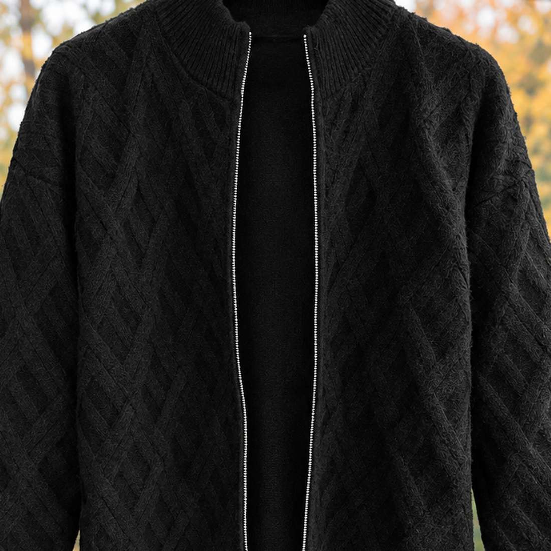 Anton Cable Knit Jacket - Lead Product Detail