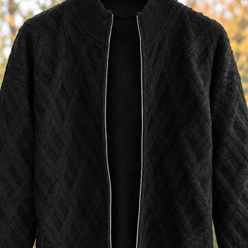 Anton Cable Knit Jacket - Lead Product Detail