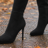 Prato Pointed Knee High Boots - Lead Product Detail