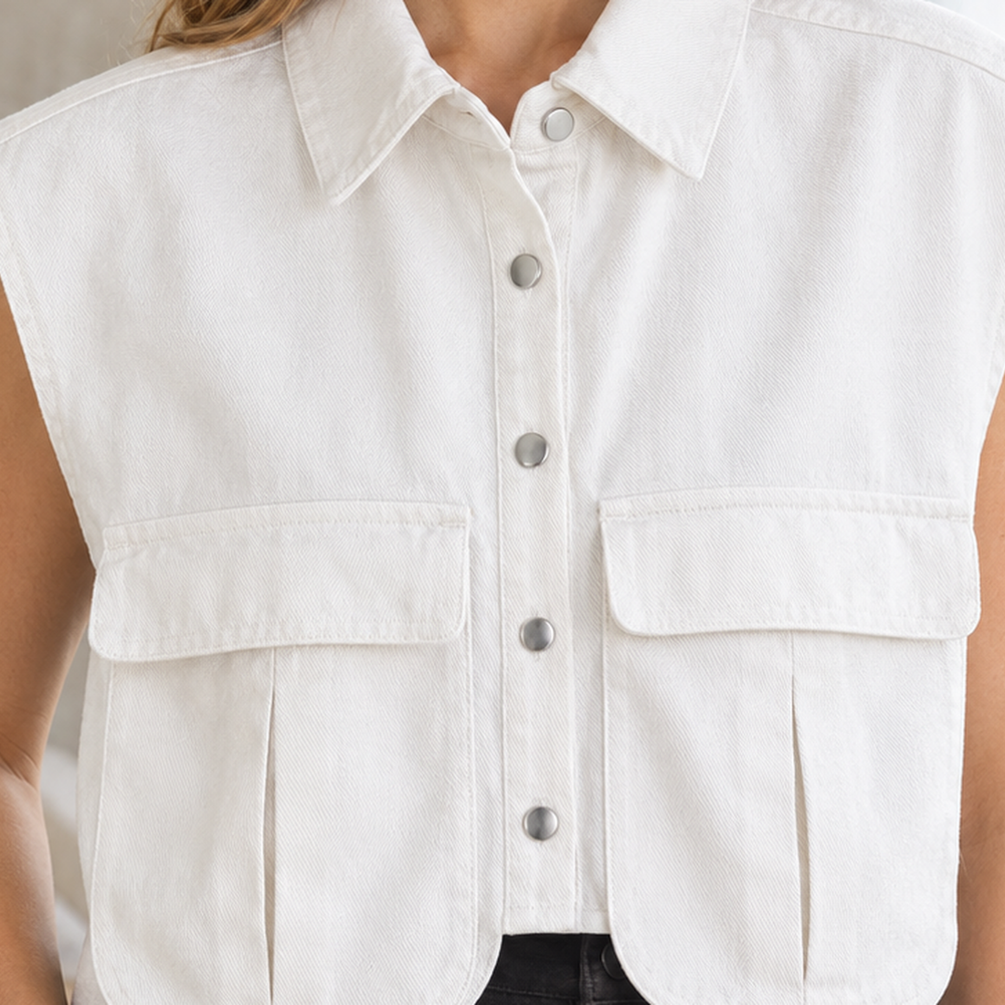 Angelique Cropped Denim Top - Lead Product Detail