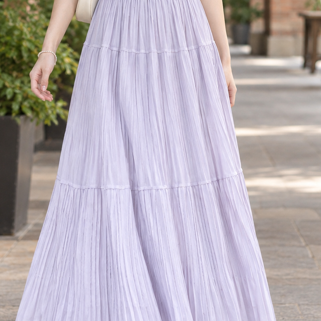 Ilaria Pleated Maxi Skirt - Lead Product Detail
